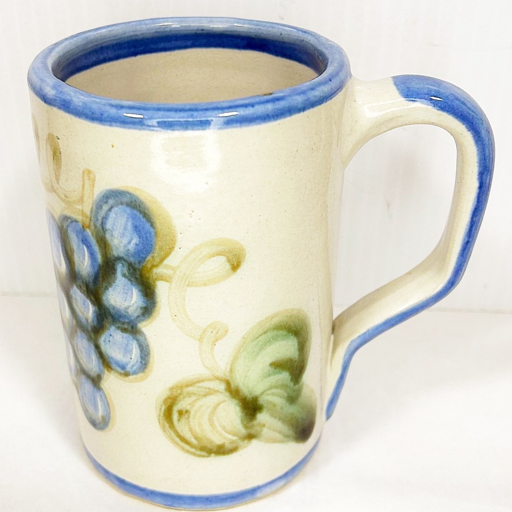 Vintage John B Taylor Ceramica Grapes Hand Painted Pottery Mug Louisville KY USA
